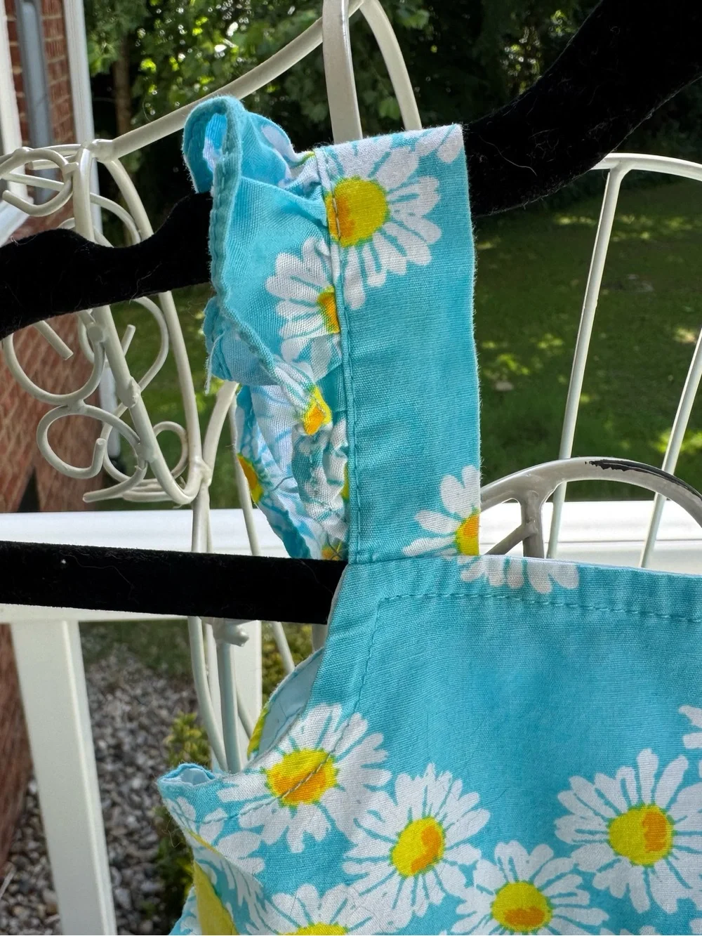 Nannette Baby Turquoise Daisy Sundress with Yellow Bow. Size 0-3 Mo.